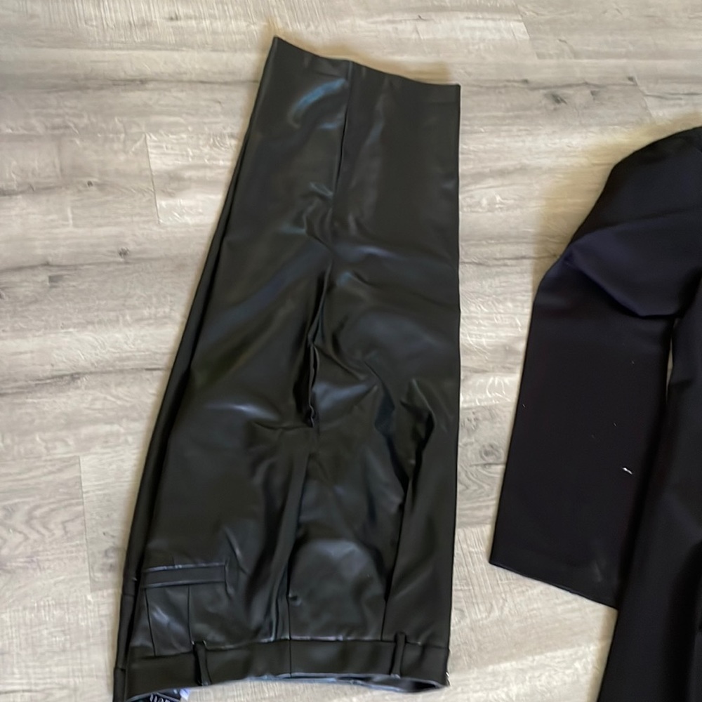 Faux leather wide leg pants